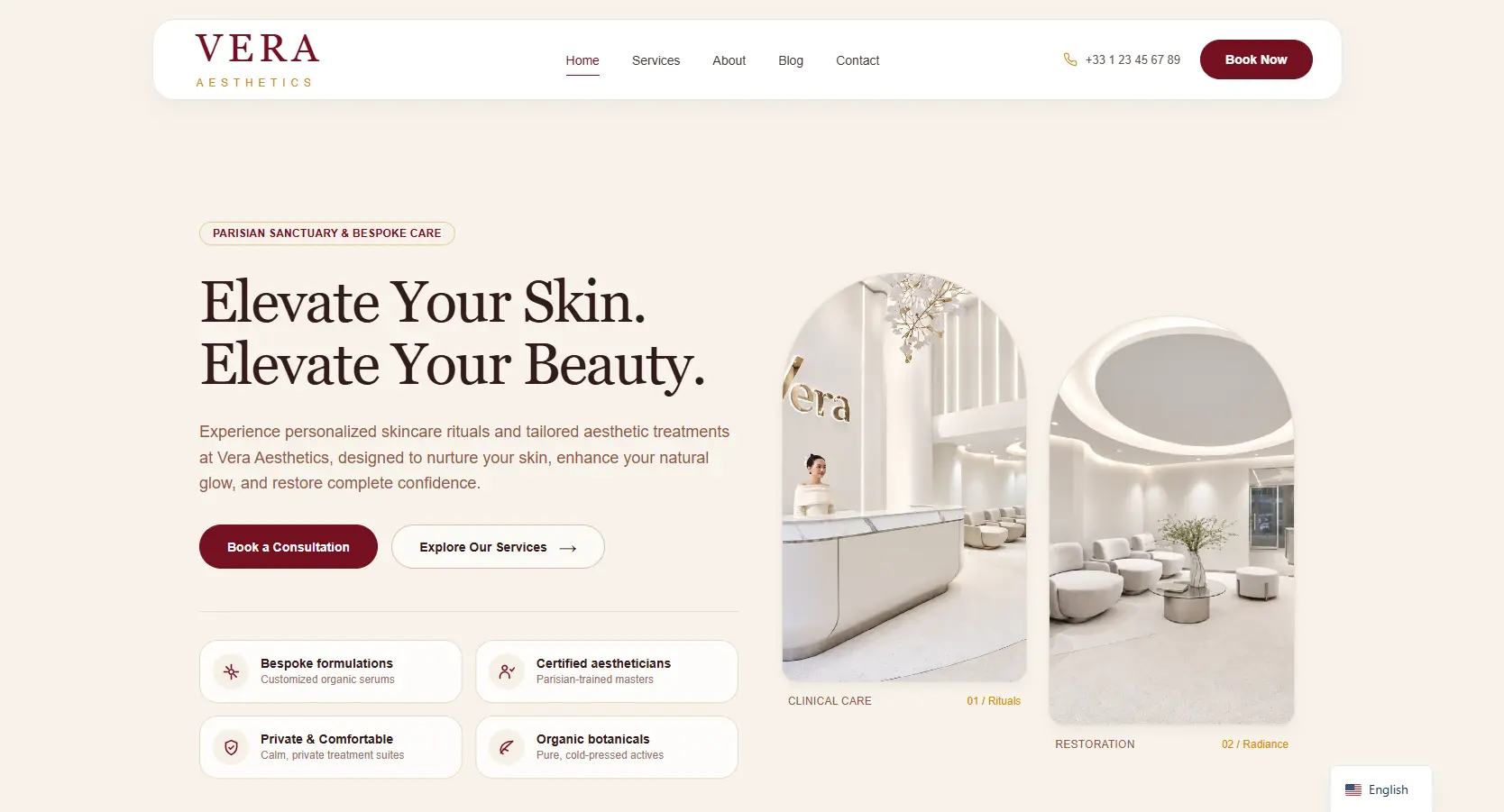 Vera Aesthetics Cambodia website